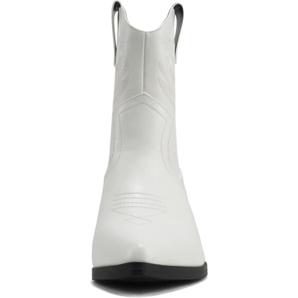 Blazing Ankle Boot Women White Pointe Toe Low Heel - Picture 3 of 5